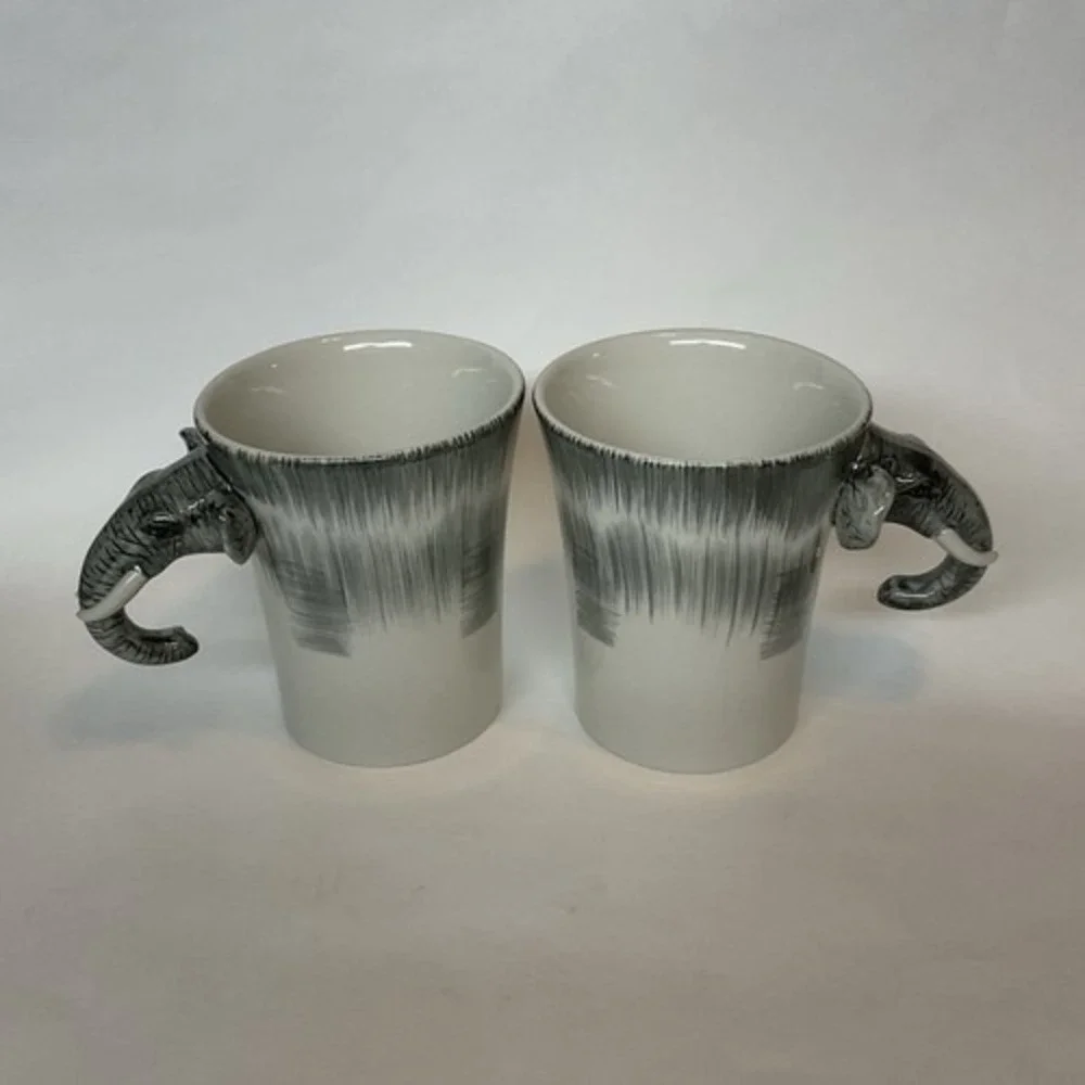 NWOB Pier‎ 1 Imports Hand Painted Figural Elephant Coffee Mug Cup 3D 5